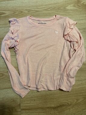 Abercrombie Peach Ruffle Sleeve Long Sleeve Top Size 9-10